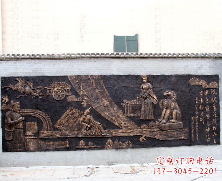 酒泉“汉代重气质，牡丹留正色”中国传统文化浮雕壁画，玻璃钢仿铜园林墙壁装饰壁画