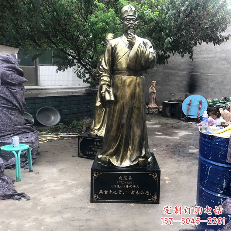 酒泉白居易仿铜雕像经典中国古代诗人的艺术再现