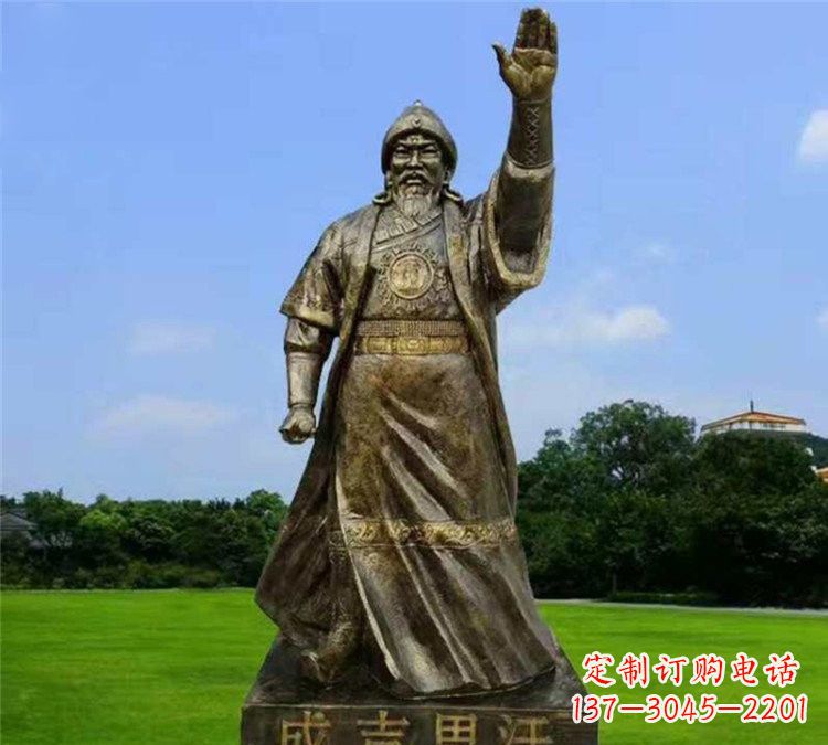 酒泉玻璃钢仿铜挥手的成吉思汗雕塑