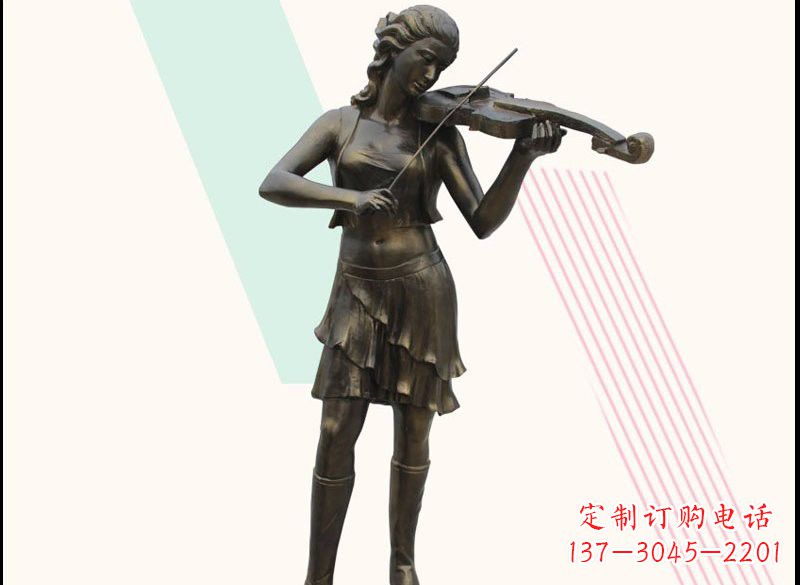 酒泉玻璃钢仿铜拉小提琴的女孩