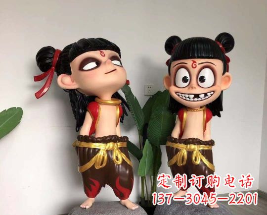 酒泉玻璃钢卡通哪吒雕塑
