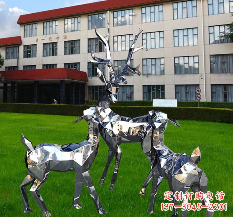 酒泉不锈钢草坪麋鹿雕塑