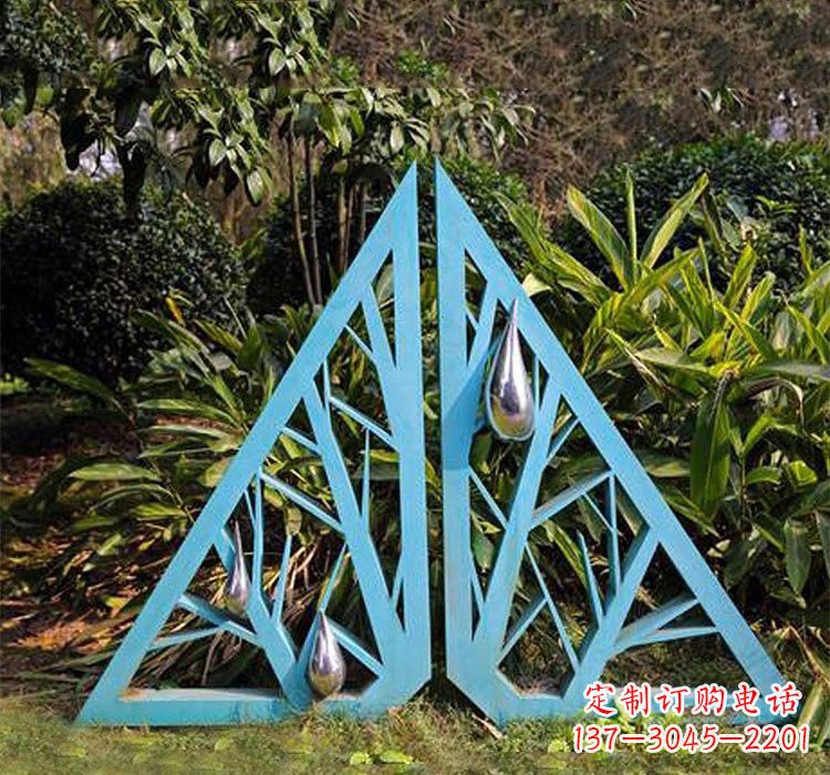 酒泉不锈钢抽象树枝和水滴雕塑