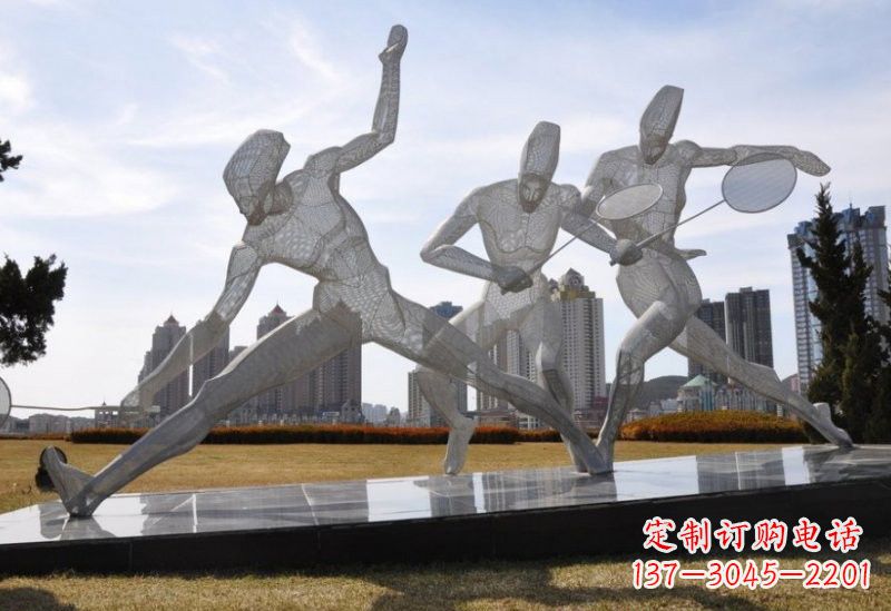 酒泉不锈钢抽象羽毛球人物雕塑