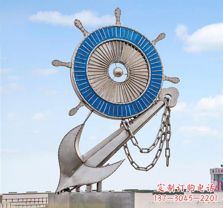 酒泉不锈钢船舵雕塑2