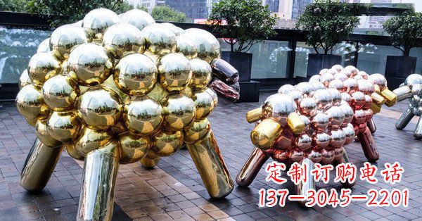 酒泉不锈钢广场小羊肖恩抽象动物雕塑