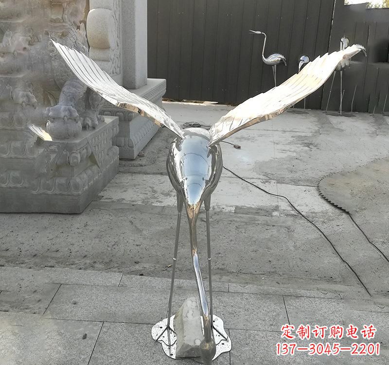 酒泉不锈钢户外动物仙鹤雕塑