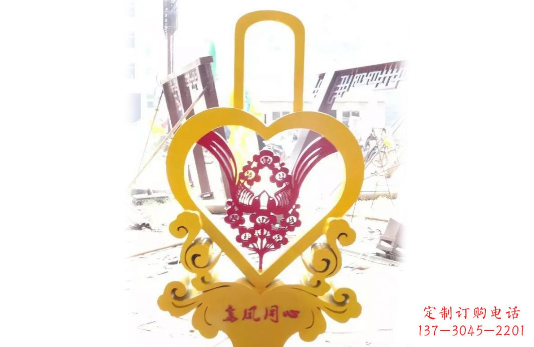 酒泉不锈钢龙凤同心景观雕塑
