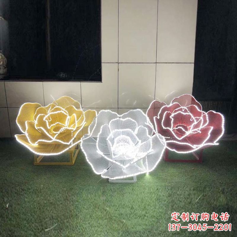 酒泉不锈钢镂空玫瑰花灯光雕塑