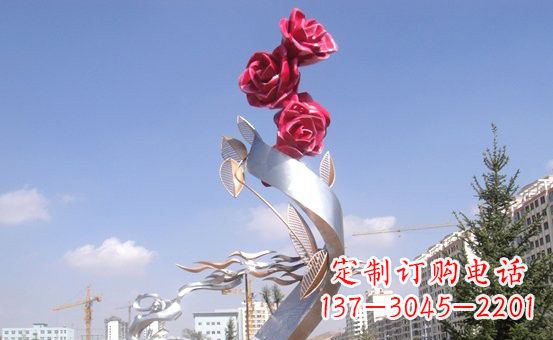 酒泉不锈钢玫瑰花雕塑222