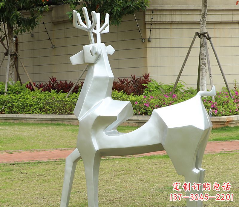 酒泉不锈钢美陈动物雕塑——鹿