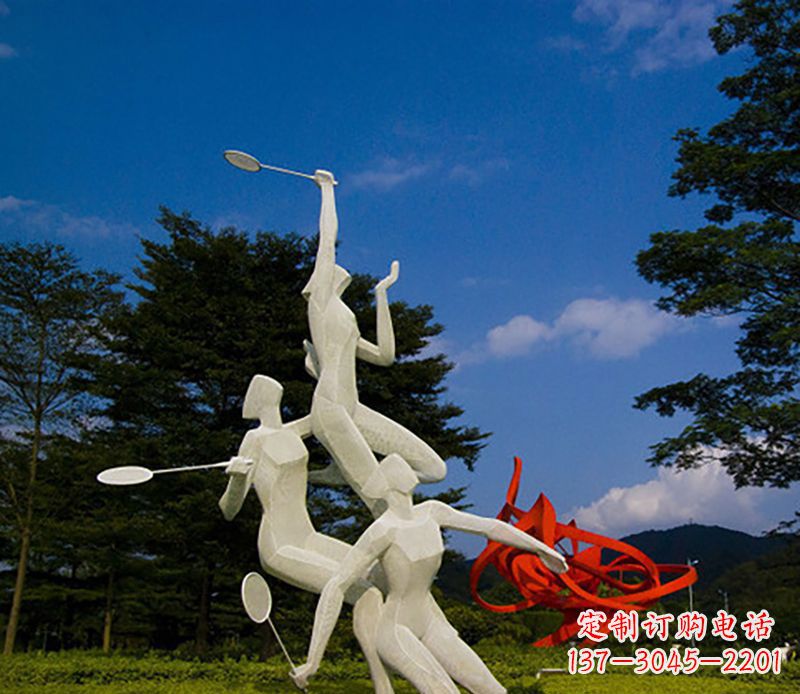 酒泉不锈钢人物打羽毛球雕塑