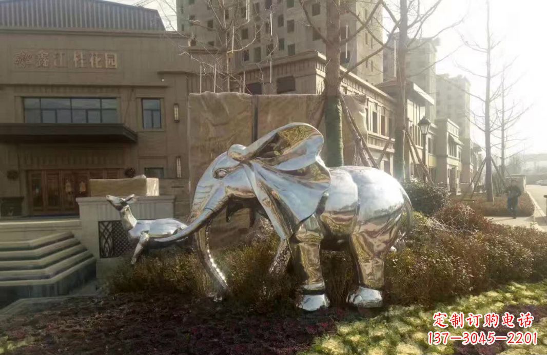 酒泉不锈钢售楼部动物大象雕塑