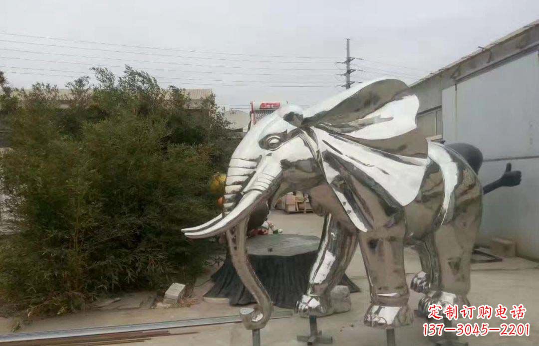 酒泉不锈钢售楼部装饰动物大象雕塑