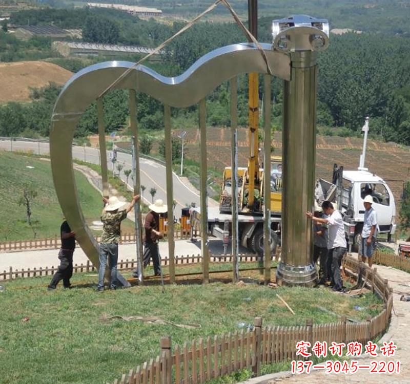酒泉音乐美学不锈钢竖琴雕塑