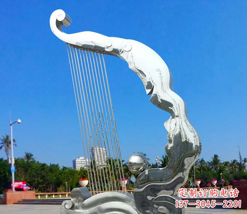 酒泉不锈钢竖琴乐器雕塑