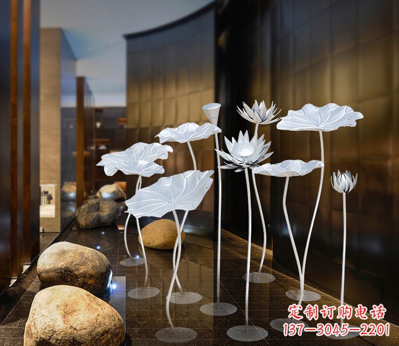 酒泉不锈钢银色荷花雕塑精美外形魅力无限