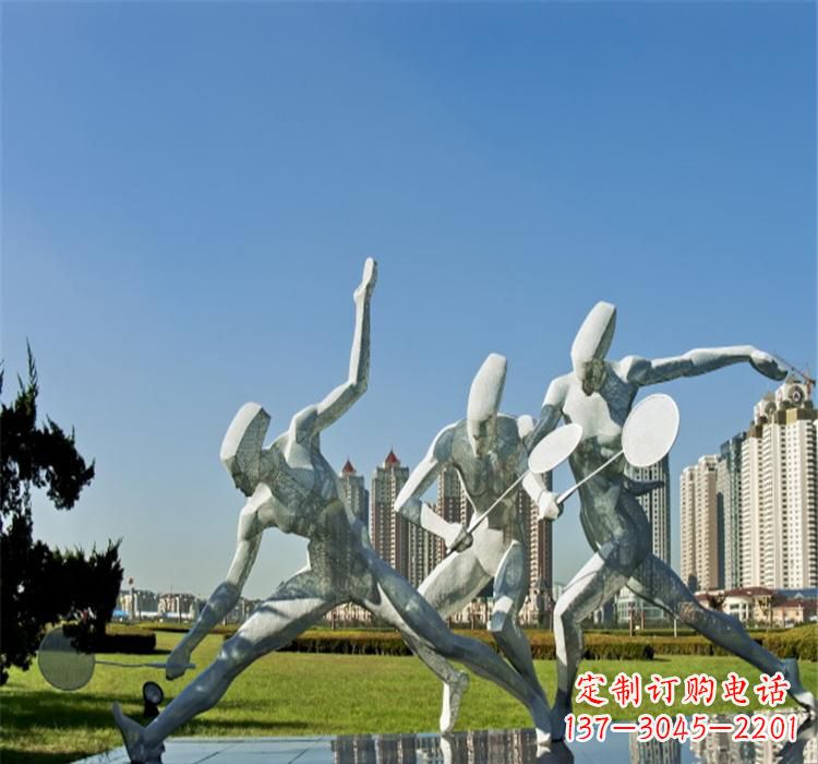 酒泉不锈钢园林打羽毛球雕塑