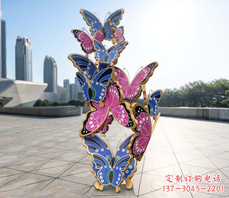 酒泉彩色仿真蝴蝶不锈钢雕塑
