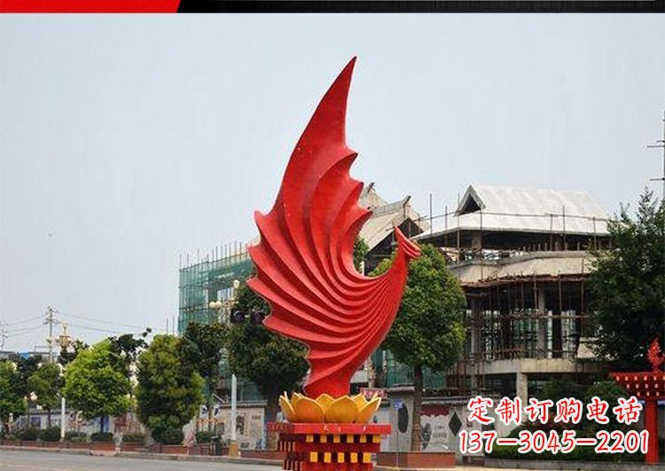 酒泉城市的至高象征——不锈钢凤凰雕塑