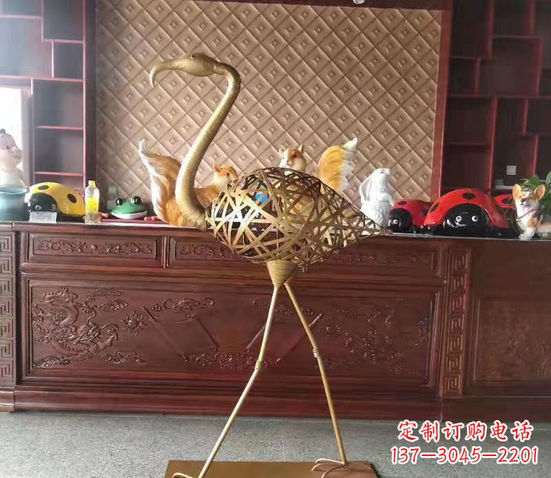 酒泉抽象编织火烈鸟铜雕