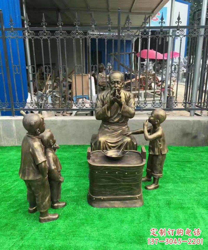 酒泉传统糖人铜雕——赞美传统文化的艺术精品