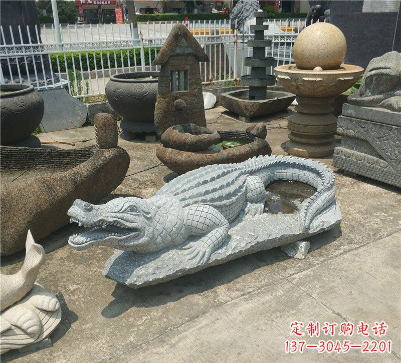 酒泉动物雕塑大理石鳄鱼