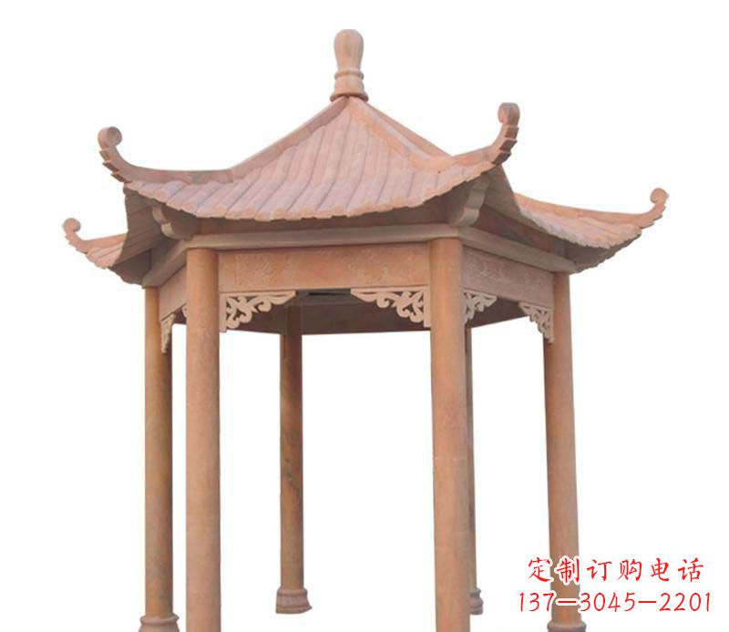 酒泉大理石六角凉亭雕塑