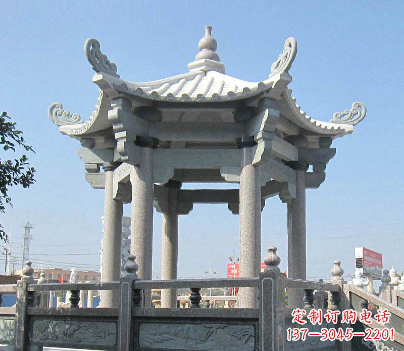 酒泉大理石六角凉亭石雕,为您的家园带来浪漫情怀