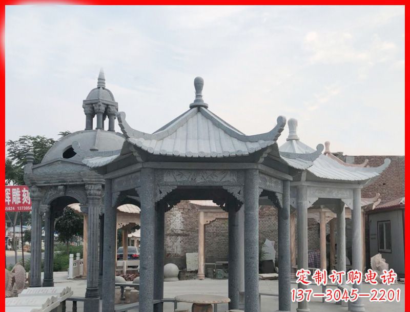 酒泉六角凉亭石雕