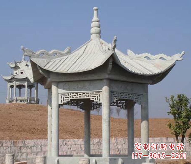 酒泉精美大理石六角凉亭石雕