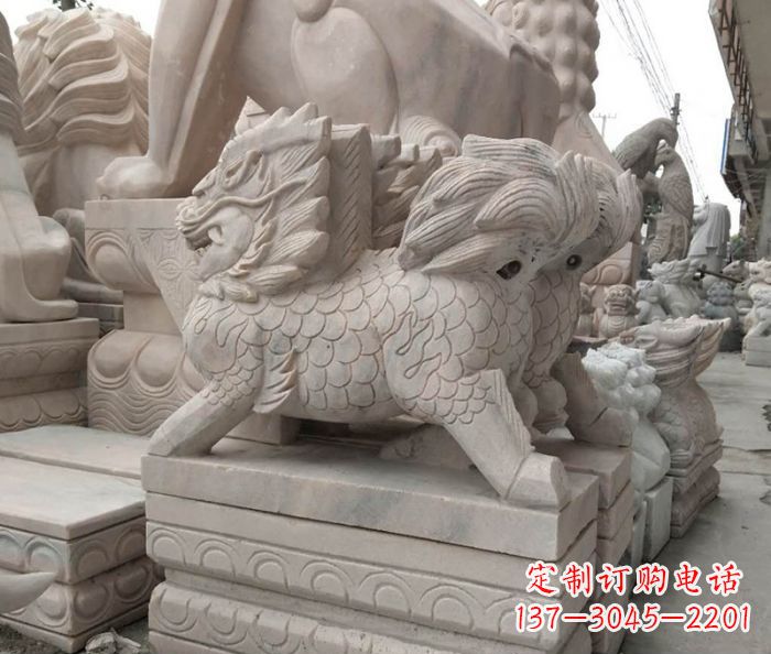酒泉大理石麒麟古代神兽石雕_2