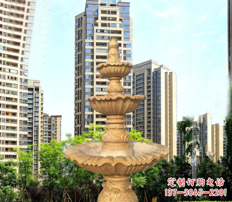 酒泉大理石三层喷泉公园石雕 (2)