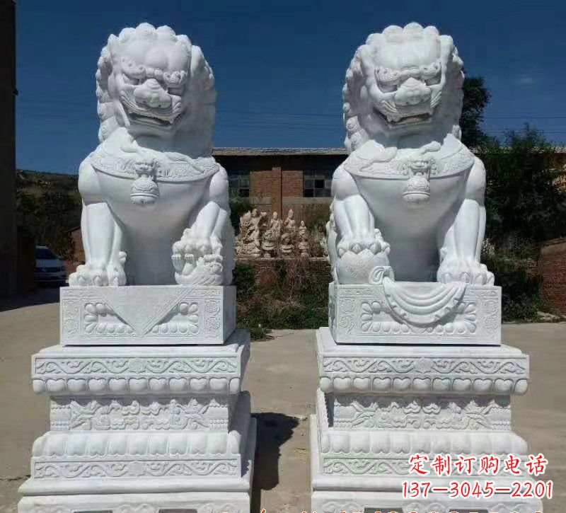 酒泉大理石狮子石雕,雕塑定制精美狮子