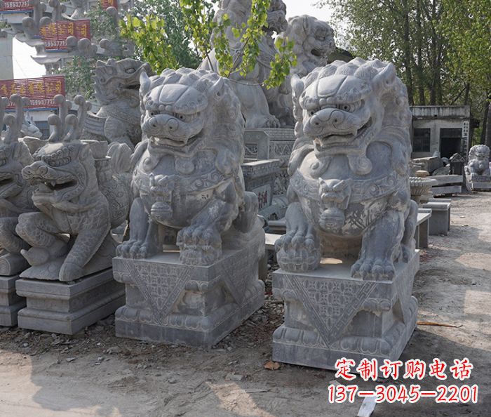酒泉大理石寺庙石狮子 (3)
