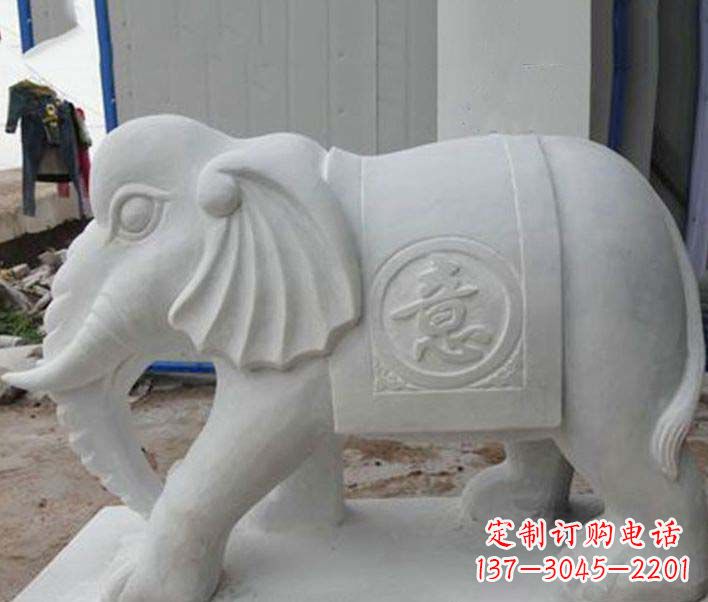 酒泉传承财富祝福,大理石招财大象雕塑