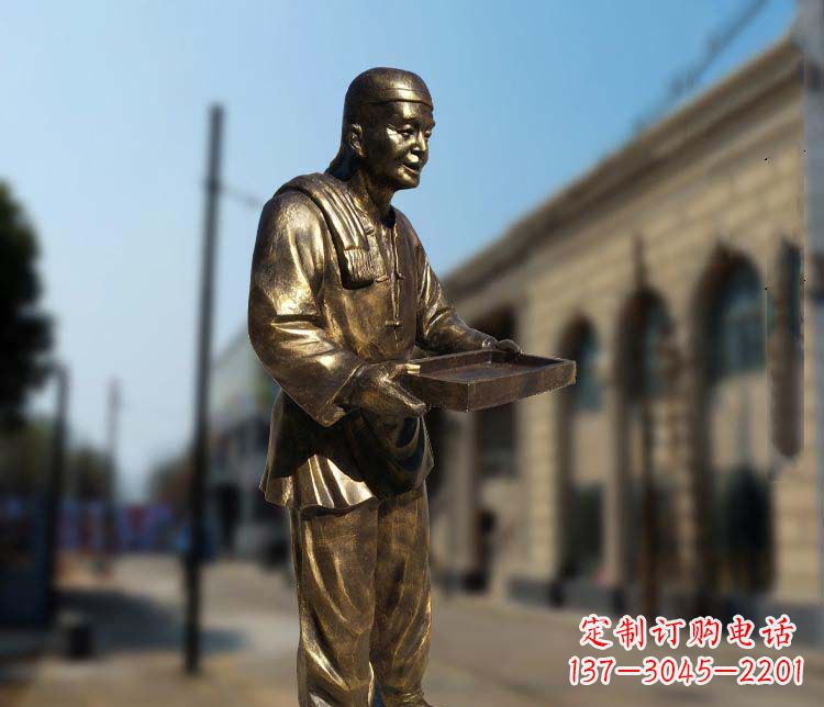 酒泉店小二人物铜雕1