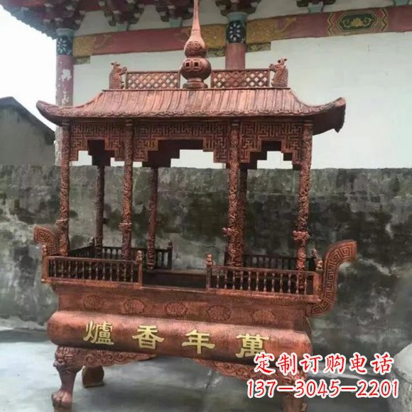 酒泉雕刻蝙蝠铜香炉