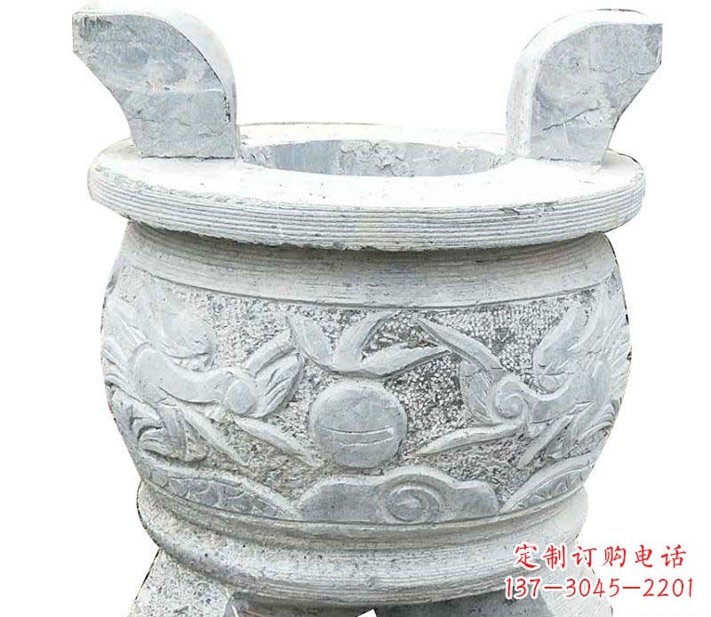 酒泉精美仿古三足香炉石雕