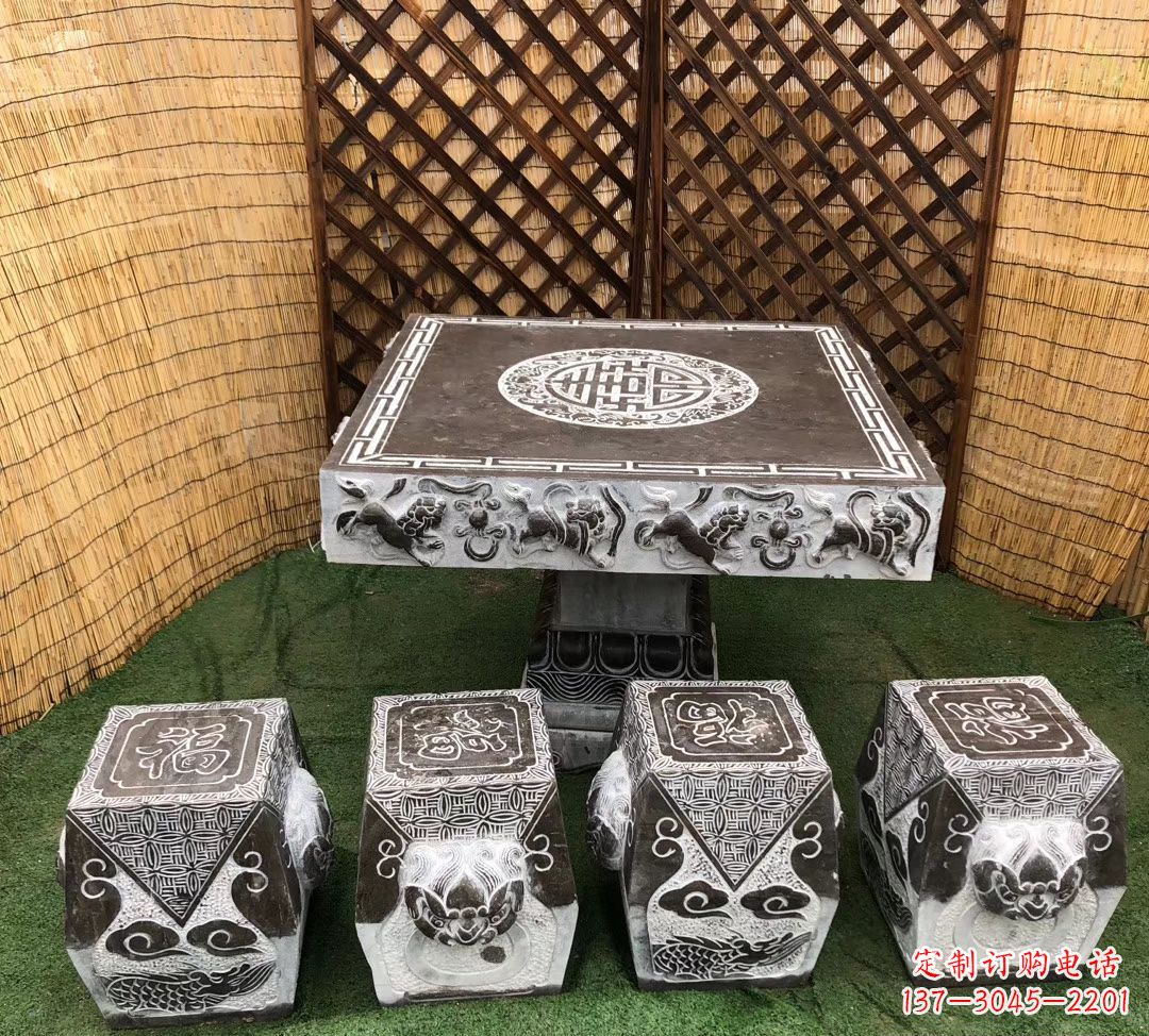酒泉仿古石桌凳公园景观石雕