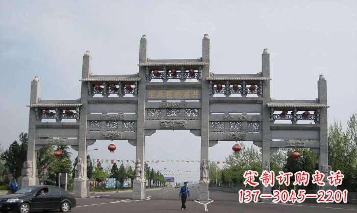 酒泉精美仿古石雕牌坊雕塑