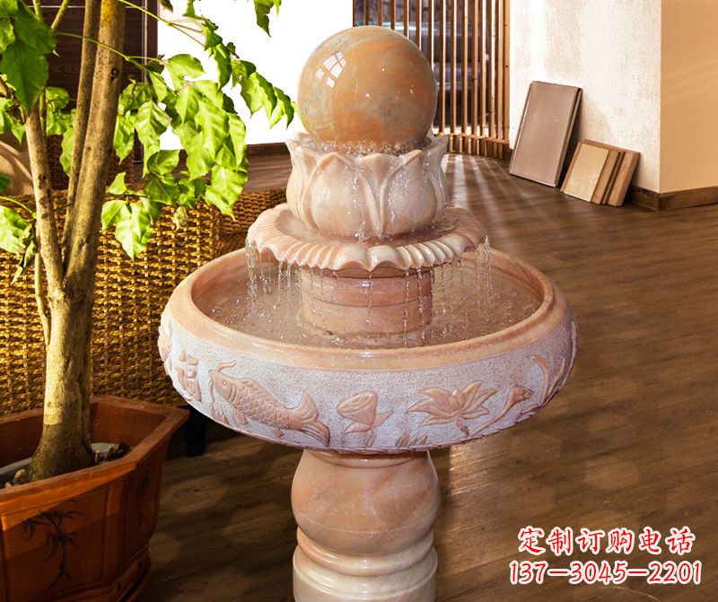 酒泉浑然天成的风水球石雕