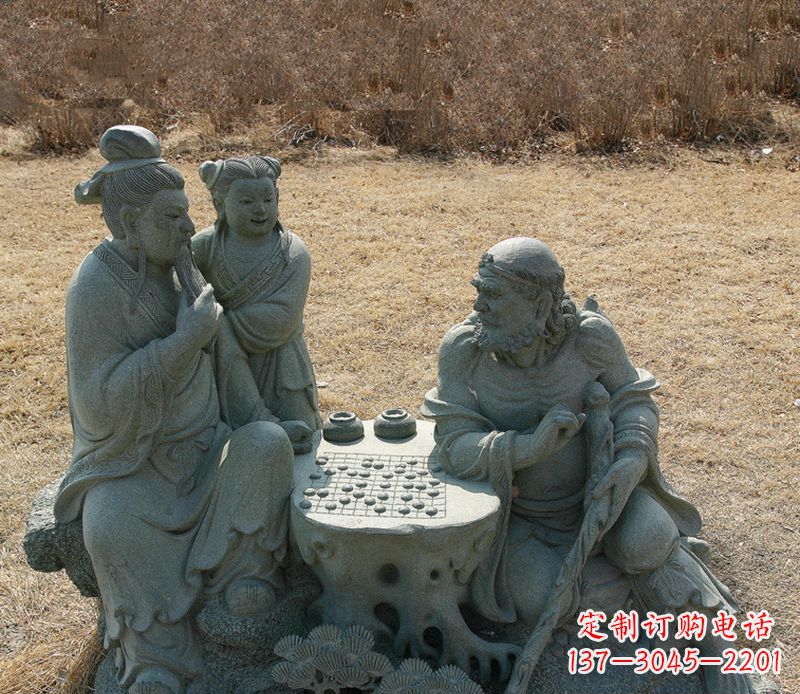 酒泉八仙下棋铜雕塑