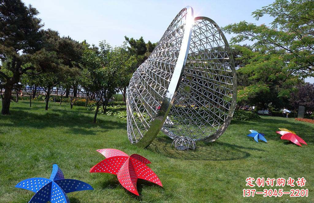 酒泉精美不锈钢贝壳海星景观雕塑