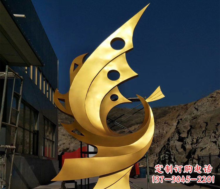 酒泉公园不锈钢抽象凤凰景观雕塑 (2)