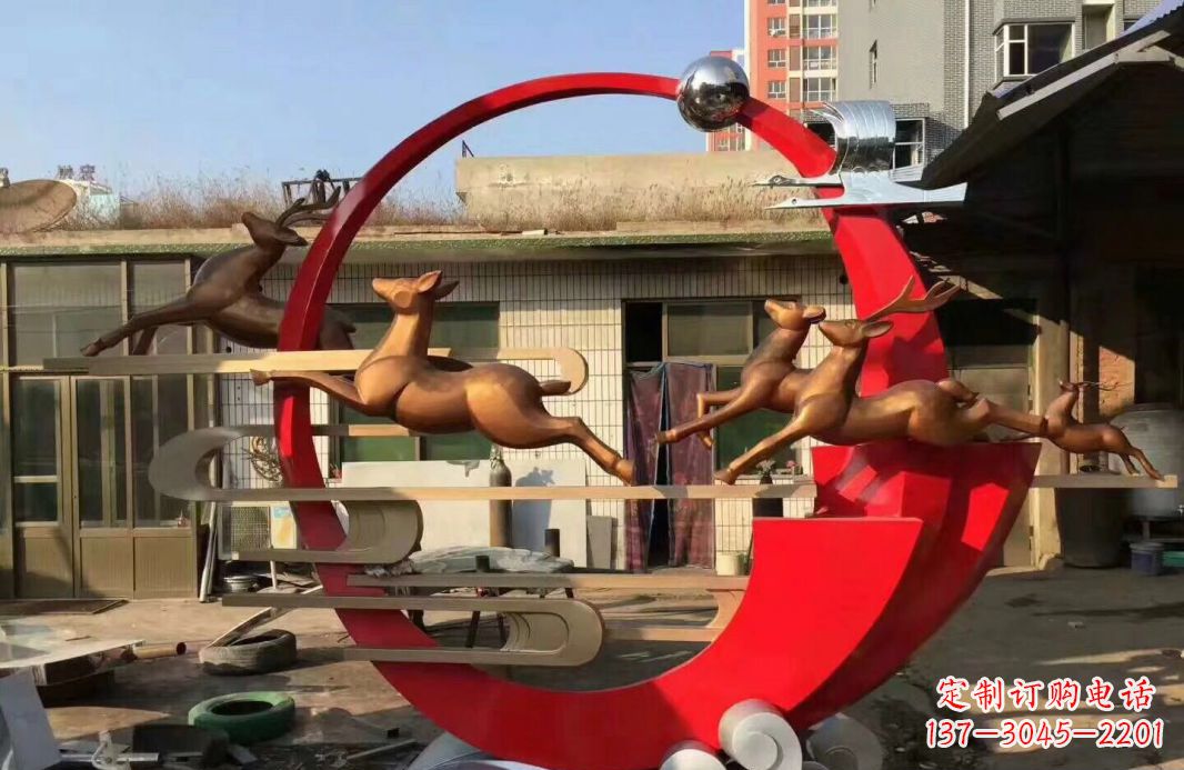 酒泉高端不锈钢梅花鹿雕塑