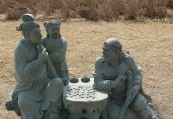 酒泉八仙下棋铜雕塑