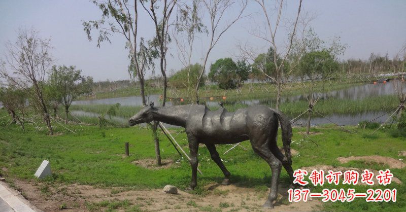 酒泉公园抽象马景观铜雕