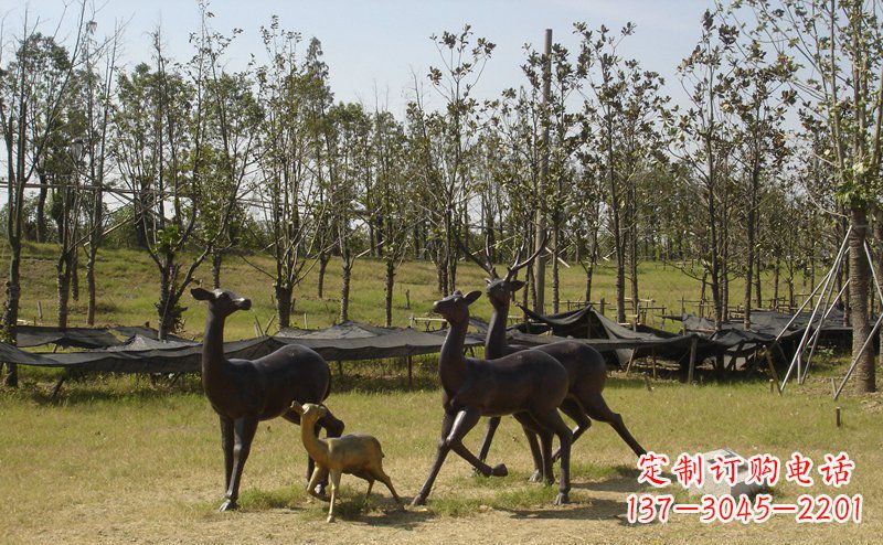 酒泉优雅雕塑-梅花鹿铜雕