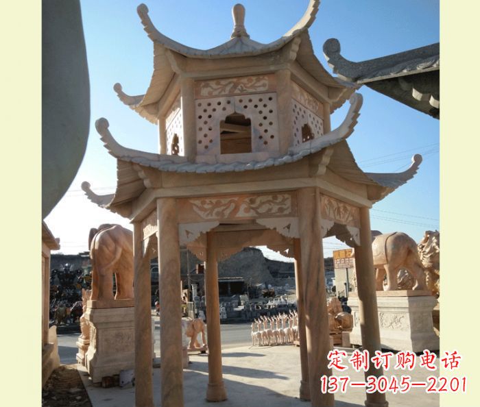 酒泉中式双层石雕凉亭